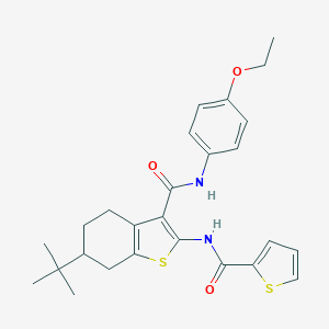 molecular formula C26H30N2O3S2 B289402 6-tert-butyl-N-(4-ethoxyphenyl)-2-[(thien-2-ylcarbonyl)amino]-4,5,6,7-tetrahydro-1-benzothiophene-3-carboxamide 