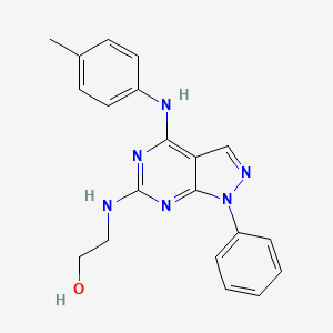 molecular formula C20H20N6O B2894020 2-((1-phenyl-4-(p-tolylamino)-1H-pyrazolo[3,4-d]pyrimidin-6-yl)amino)ethanol CAS No. 879570-75-9