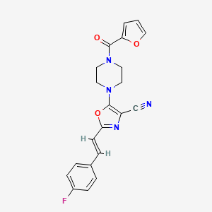 molecular formula C21H17FN4O3 B2894021 (E)-2-(4-fluorostyryl)-5-(4-(furan-2-carbonyl)piperazin-1-yl)oxazole-4-carbonitrile CAS No. 941264-02-4