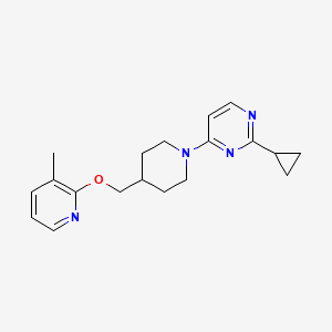 molecular formula C19H24N4O B2894028 2-Cyclopropyl-4-(4-{[(3-methylpyridin-2-yl)oxy]methyl}piperidin-1-yl)pyrimidine CAS No. 2199068-78-3