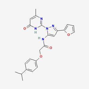 molecular formula C23H23N5O4 B2894030 N-(3-(furan-2-yl)-1-(4-methyl-6-oxo-1,6-dihydropyrimidin-2-yl)-1H-pyrazol-5-yl)-2-(4-isopropylphenoxy)acetamide CAS No. 1206995-52-9