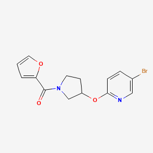 molecular formula C14H13BrN2O3 B2894038 (3-((5-Bromopyridin-2-yl)oxy)pyrrolidin-1-yl)(furan-2-yl)methanone CAS No. 1903449-76-2