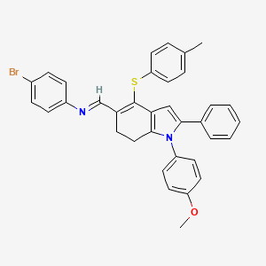4-bromo-N-((E)-{1-(4-methoxyphenyl)-4-[(4-methylphenyl)sulfanyl]-2-phenyl-6,7-dihydro-1H-indol-5-yl}methylidene)aniline