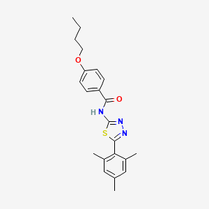 molecular formula C22H25N3O2S B2894045 4-butoxy-N-[5-(2,4,6-trimethylphenyl)-1,3,4-thiadiazol-2-yl]benzamide CAS No. 391228-11-8