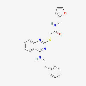 molecular formula C23H22N4O2S B2894049 N-(furan-2-ylmethyl)-2-((4-(phenethylamino)quinazolin-2-yl)thio)acetamide CAS No. 688354-72-5