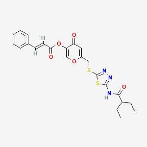 6-(((5-(2-ethylbutanamido)-1,3,4-thiadiazol-2-yl)thio)methyl)-4-oxo-4H-pyran-3-yl cinnamate