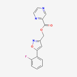 molecular formula C15H10FN3O3 B2894066 (5-(2-Fluorophenyl)isoxazol-3-yl)methyl pyrazine-2-carboxylate CAS No. 1203085-26-0