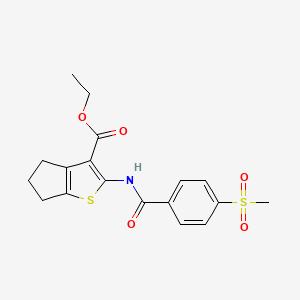 molecular formula C18H19NO5S2 B2894076 ethyl 2-(4-methanesulfonylbenzamido)-4H,5H,6H-cyclopenta[b]thiophene-3-carboxylate CAS No. 896341-86-9