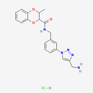 molecular formula C20H22ClN5O3 B2894082 N-[[3-[4-(Aminomethyl)triazol-1-yl]phenyl]methyl]-2-methyl-2,3-dihydro-1,4-benzodioxine-3-carboxamide;hydrochloride CAS No. 2445784-79-0