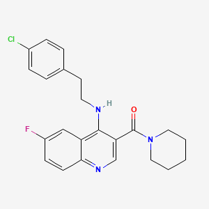 molecular formula C23H23ClFN3O B2894088 (4-{[2-(4-Chlorophenyl)ethyl]amino}-6-fluoroquinolin-3-yl)(piperidin-1-yl)methanone CAS No. 1797043-58-3