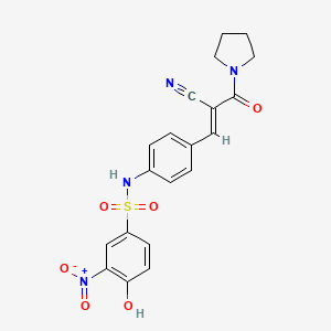 molecular formula C20H18N4O6S B2894102 N-[4-[(E)-2-cyano-3-oxo-3-pyrrolidin-1-ylprop-1-enyl]phenyl]-4-hydroxy-3-nitrobenzenesulfonamide CAS No. 1111614-17-5