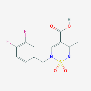 molecular formula C12H10F2N2O4S B2894105 2-(3,4-Difluorobenzyl)-5-methyl-1,1-dioxo-1,2-dihydro-1lambda,2,6-thiadiazine-4-carboxylic acid CAS No. 1775475-29-0