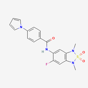 molecular formula C19H17FN4O3S B2894112 N-(6-氟-1,3-二甲基-2,2-二氧化-1,3-二氢苯并[c][1,2,5]噻二唑-5-基)-4-(1H-吡咯-1-基)苯甲酰胺 CAS No. 2034541-15-4