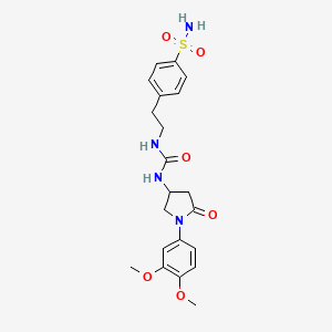 molecular formula C21H26N4O6S B2894114 4-(2-(3-(1-(3,4-Dimethoxyphenyl)-5-oxopyrrolidin-3-yl)ureido)ethyl)benzenesulfonamide CAS No. 894017-85-7