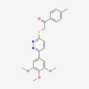molecular formula C22H22N2O4S B2894117 1-(p-Tolyl)-2-((6-(3,4,5-trimethoxyphenyl)pyridazin-3-yl)thio)ethanone CAS No. 941883-98-3