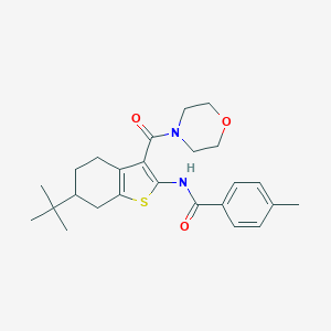 molecular formula C25H32N2O3S B289412 N-[6-tert-butyl-3-(4-morpholinylcarbonyl)-4,5,6,7-tetrahydro-1-benzothien-2-yl]-4-methylbenzamide 