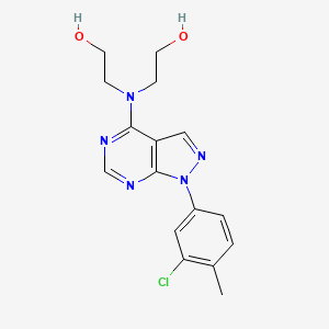 molecular formula C16H18ClN5O2 B2894123 2,2'-((1-(3-chloro-4-methylphenyl)-1H-pyrazolo[3,4-d]pyrimidin-4-yl)azanediyl)diethanol CAS No. 890894-90-3