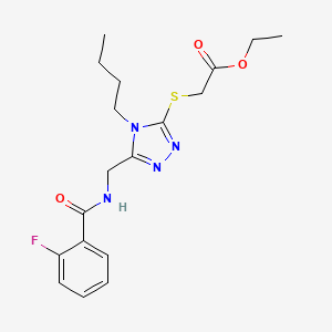 molecular formula C18H23FN4O3S B2894126 Ethyl 2-[[4-butyl-5-[[(2-fluorobenzoyl)amino]methyl]-1,2,4-triazol-3-yl]sulfanyl]acetate CAS No. 851080-80-3