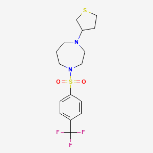 molecular formula C16H21F3N2O2S2 B2894127 1-(四氢噻吩-3-基)-4-((4-(三氟甲基)苯基)磺酰基)-1,4-二氮杂环戊烷 CAS No. 2320574-41-0