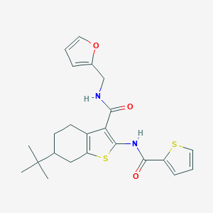 molecular formula C23H26N2O3S2 B289413 6-tert-butyl-N-(2-furylmethyl)-2-[(2-thienylcarbonyl)amino]-4,5,6,7-tetrahydro-1-benzothiophene-3-carboxamide 