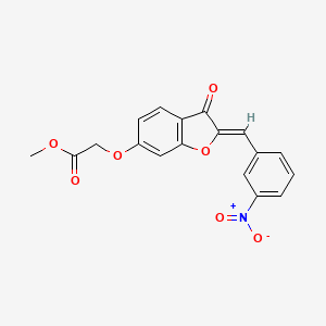 molecular formula C18H13NO7 B2894130 (Z)-methyl 2-((2-(3-nitrobenzylidene)-3-oxo-2,3-dihydrobenzofuran-6-yl)oxy)acetate CAS No. 673446-19-0