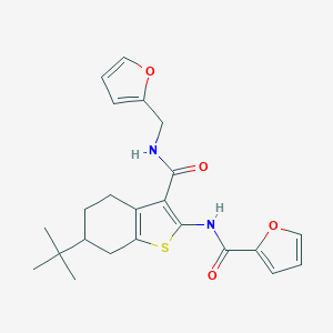 molecular formula C23H26N2O4S B289414 N-(6-tert-butyl-3-{[(2-furylmethyl)amino]carbonyl}-4,5,6,7-tetrahydro-1-benzothien-2-yl)-2-furamide 