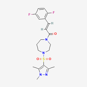 (E)-3-(2,5-difluorophenyl)-1-(4-((1,3,5-trimethyl-1H-pyrazol-4-yl)sulfonyl)-1,4-diazepan-1-yl)prop-2-en-1-one