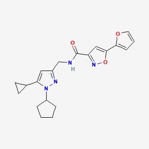 N-((1-cyclopentyl-5-cyclopropyl-1H-pyrazol-3-yl)methyl)-5-(furan-2-yl)isoxazole-3-carboxamide