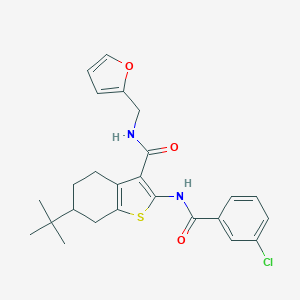 molecular formula C25H27ClN2O3S B289415 6-tert-butyl-2-[(3-chlorobenzoyl)amino]-N-(2-furylmethyl)-4,5,6,7-tetrahydro-1-benzothiophene-3-carboxamide 