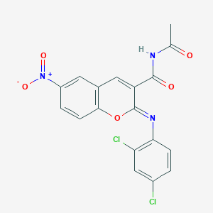 (2Z)-N-acetyl-2-[(2,4-dichlorophenyl)imino]-6-nitro-2H-chromene-3-carboxamide