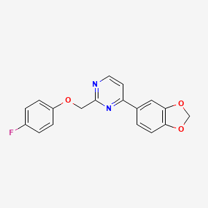 molecular formula C18H13FN2O3 B2894156 [4-(1,3-苯并二氧杂环-5-基)-2-嘧啶基]甲基 4-氟苯基醚 CAS No. 685109-38-0