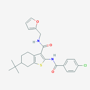 molecular formula C25H27ClN2O3S B289416 6-tert-butyl-2-[(4-chlorobenzoyl)amino]-N-(2-furylmethyl)-4,5,6,7-tetrahydro-1-benzothiophene-3-carboxamide 