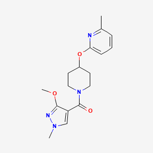 molecular formula C17H22N4O3 B2894164 (3-methoxy-1-methyl-1H-pyrazol-4-yl)(4-((6-methylpyridin-2-yl)oxy)piperidin-1-yl)methanone CAS No. 1798018-15-1