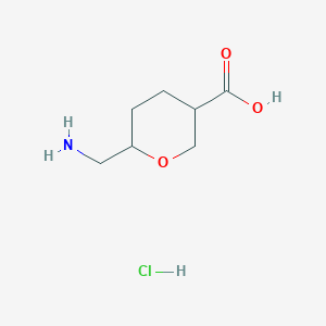 molecular formula C7H14ClNO3 B2894174 6-(Aminomethyl)oxane-3-carboxylic acid;hydrochloride CAS No. 2580232-52-4