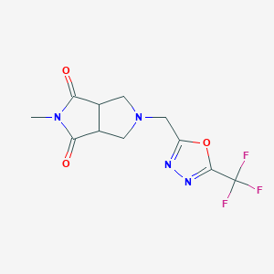 molecular formula C11H11F3N4O3 B2894181 2-Methyl-5-[[5-(trifluoromethyl)-1,3,4-oxadiazol-2-yl]methyl]-3a,4,6,6a-tetrahydropyrrolo[3,4-c]pyrrole-1,3-dione CAS No. 2415534-80-2
