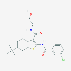 molecular formula C22H27ClN2O3S B289420 6-tert-butyl-2-[(3-chlorobenzoyl)amino]-N-(2-hydroxyethyl)-4,5,6,7-tetrahydro-1-benzothiophene-3-carboxamide 