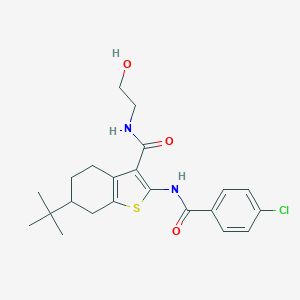 molecular formula C22H27ClN2O3S B289421 6-tert-butyl-2-[(4-chlorobenzoyl)amino]-N-(2-hydroxyethyl)-4,5,6,7-tetrahydro-1-benzothiophene-3-carboxamide 