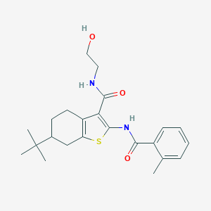 molecular formula C23H30N2O3S B289423 6-tert-butyl-N-(2-hydroxyethyl)-2-[(2-methylbenzoyl)amino]-4,5,6,7-tetrahydro-1-benzothiophene-3-carboxamide 