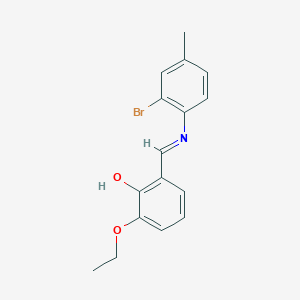 molecular formula C16H16BrNO2 B2894234 2-{(E)-[(2-bromo-4-methylphenyl)imino]methyl}-6-ethoxyphenol CAS No. 1232823-27-6