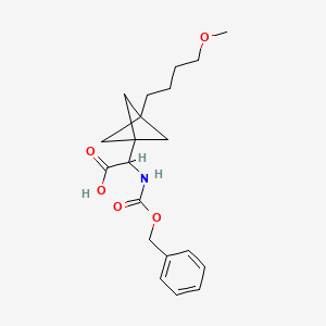 molecular formula C20H27NO5 B2894236 2-[3-(4-Methoxybutyl)-1-bicyclo[1.1.1]pentanyl]-2-(phenylmethoxycarbonylamino)acetic acid CAS No. 2287266-94-6