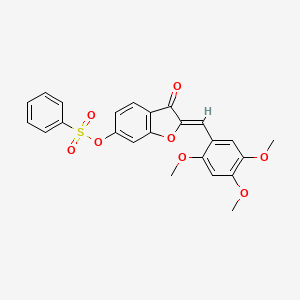 molecular formula C24H20O8S B2894252 (Z)-3-氧代-2-(2,4,5-三甲氧基亚苄基)-2,3-二氢苯并呋喃-6-基苯磺酸盐 CAS No. 900290-06-4