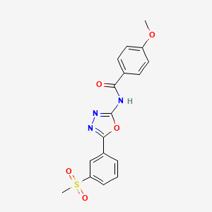 molecular formula C17H15N3O5S B2894254 4-甲氧基-N-[5-(3-甲基磺酰基苯基)-1,3,4-恶二唑-2-基]苯甲酰胺 CAS No. 886927-87-3