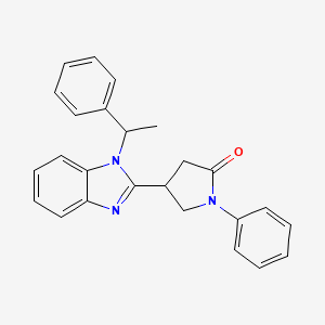 molecular formula C25H23N3O B2894255 1-phenyl-4-[1-(1-phenylethyl)-1H-benzimidazol-2-yl]pyrrolidin-2-one CAS No. 637754-65-5