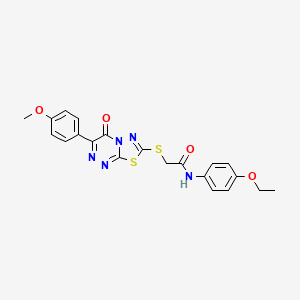 molecular formula C21H19N5O4S2 B2894266 N-(4-ethoxyphenyl)-2-{[3-(4-methoxyphenyl)-4-oxo-4H-[1,3,4]thiadiazolo[2,3-c][1,2,4]triazin-7-yl]sulfanyl}acetamide CAS No. 896295-68-4
