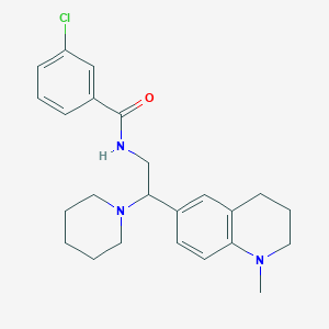 molecular formula C24H30ClN3O B2894285 3-chloro-N-(2-(1-methyl-1,2,3,4-tetrahydroquinolin-6-yl)-2-(piperidin-1-yl)ethyl)benzamide CAS No. 922095-98-5