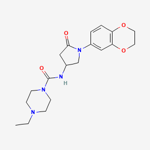 N-(1-(2,3-dihydrobenzo[b][1,4]dioxin-6-yl)-5-oxopyrrolidin-3-yl)-4-ethylpiperazine-1-carboxamide