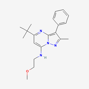 B2894289 5-tert-butyl-N-(2-methoxyethyl)-2-methyl-3-phenylpyrazolo[1,5-a]pyrimidin-7-amine CAS No. 877792-91-1