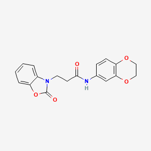 molecular formula C18H16N2O5 B2894297 N-(2,3-dihydro-1,4-benzodioxin-6-yl)-3-(2-oxo-1,3-benzoxazol-3(2H)-yl)propanamide CAS No. 831188-65-9