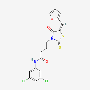 (E)-N-(3,5-dichlorophenyl)-4-(5-(furan-2-ylmethylene)-4-oxo-2-thioxothiazolidin-3-yl)butanamide