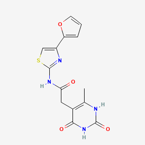 molecular formula C14H12N4O4S B2894319 N-(4-(呋喃-2-基)噻唑-2-基)-2-(6-甲基-2,4-二氧代-1,2,3,4-四氢嘧啶-5-基)乙酰胺 CAS No. 1203019-93-5